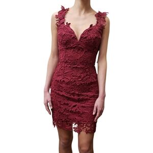 Lulus Dress Lace Red XS Night Out Birthday Christmas NWT